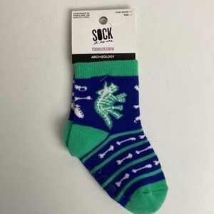 Sock It to Me NWT Arch-eology Junior Crew Socks Ages 1-2 Toddler Baby Dinosaur